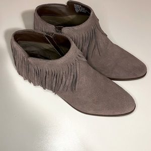 Steve Madden suede fringe ankle boots.